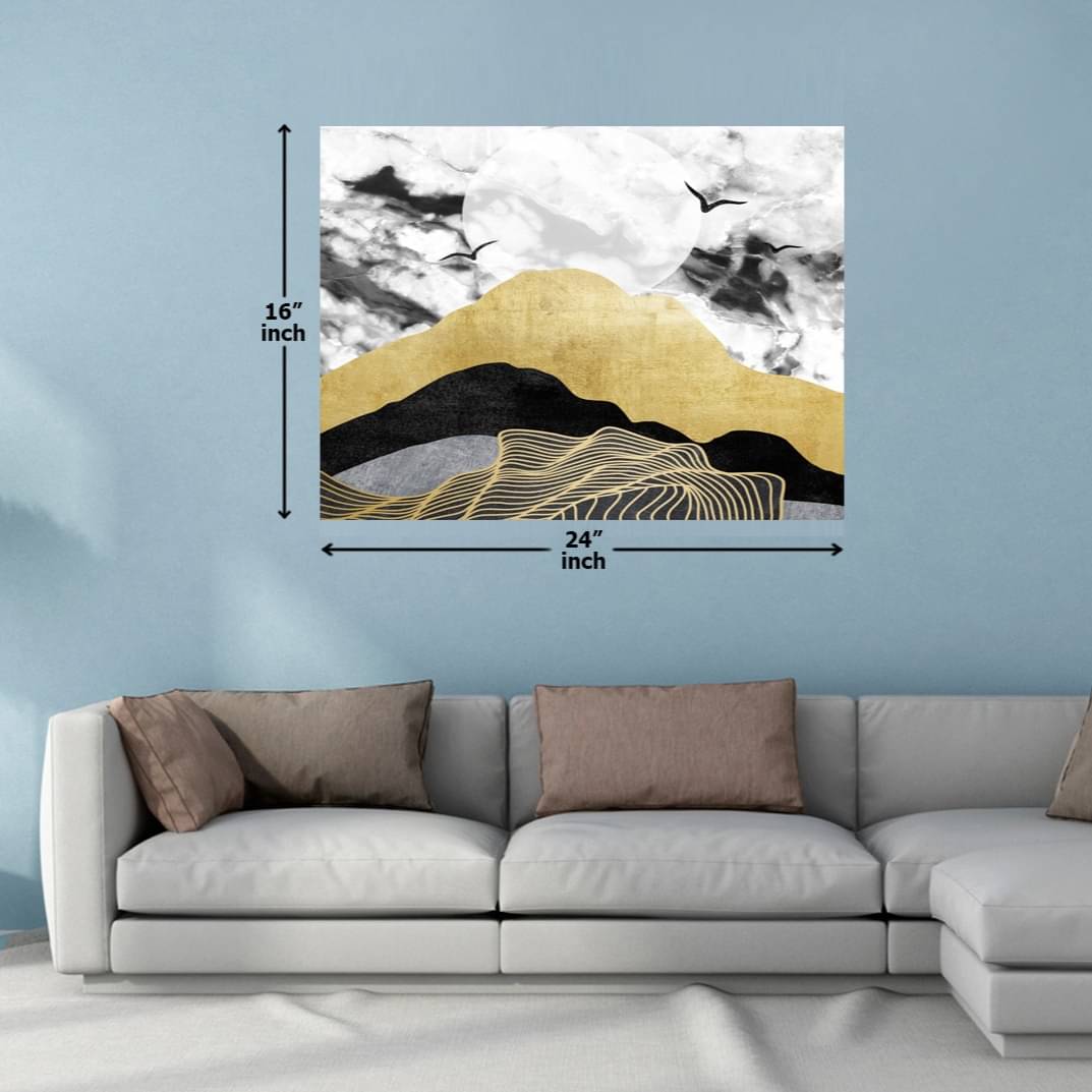 Rainy Weather Gold Black Digital Wall Painting
