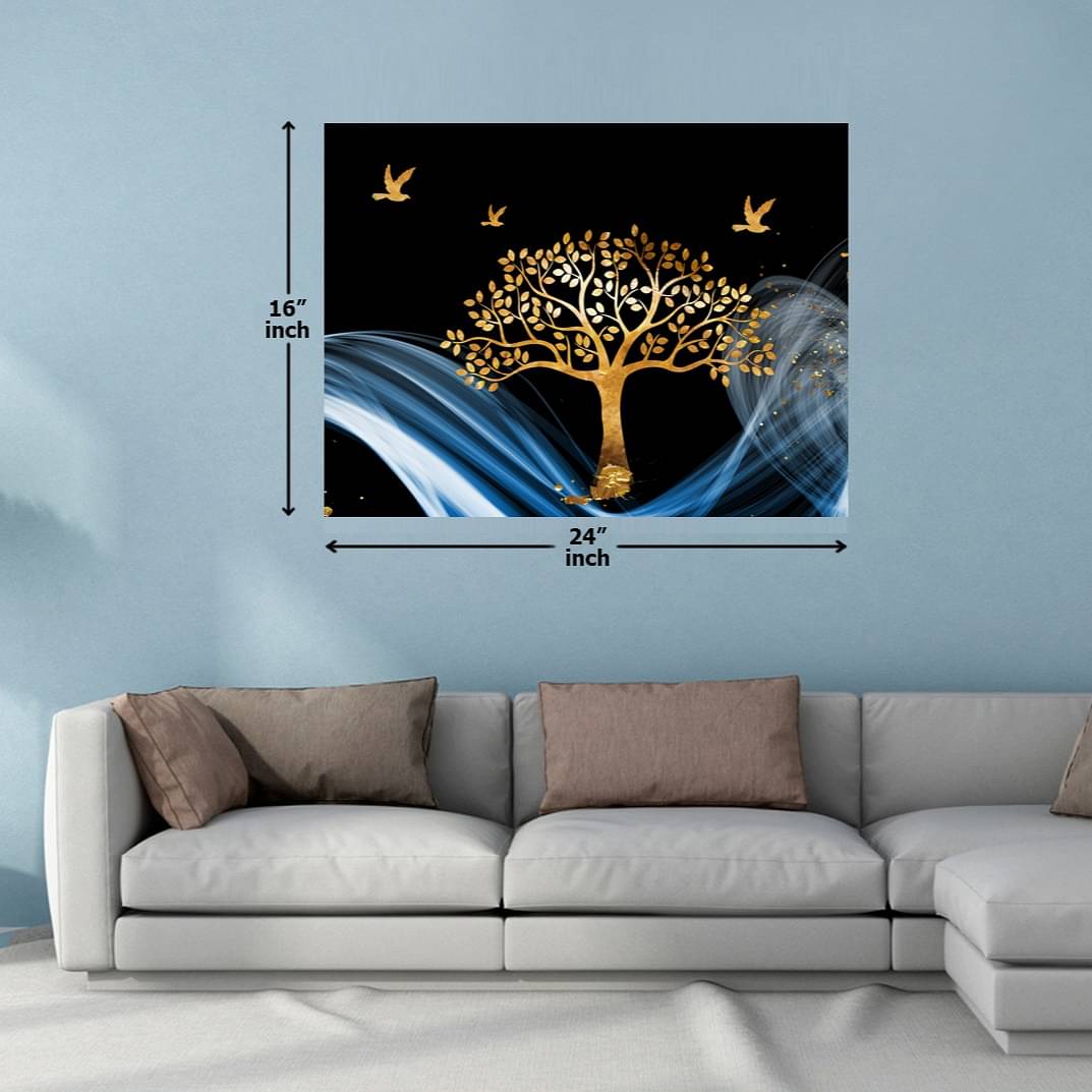 Gold Fortune Tree Digital Wall Painting