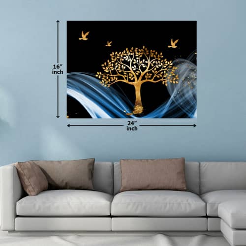 Gold Fortune Tree Digital Wall Painting