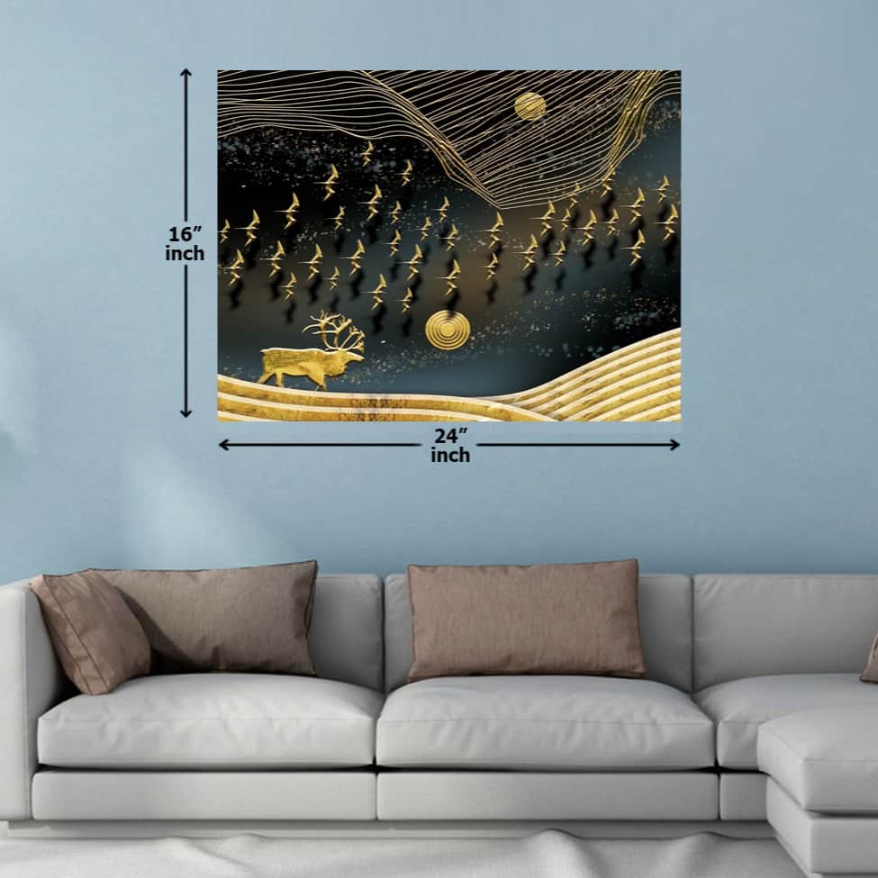 Gold Theme Fortune Digital Wall Painting - top_view