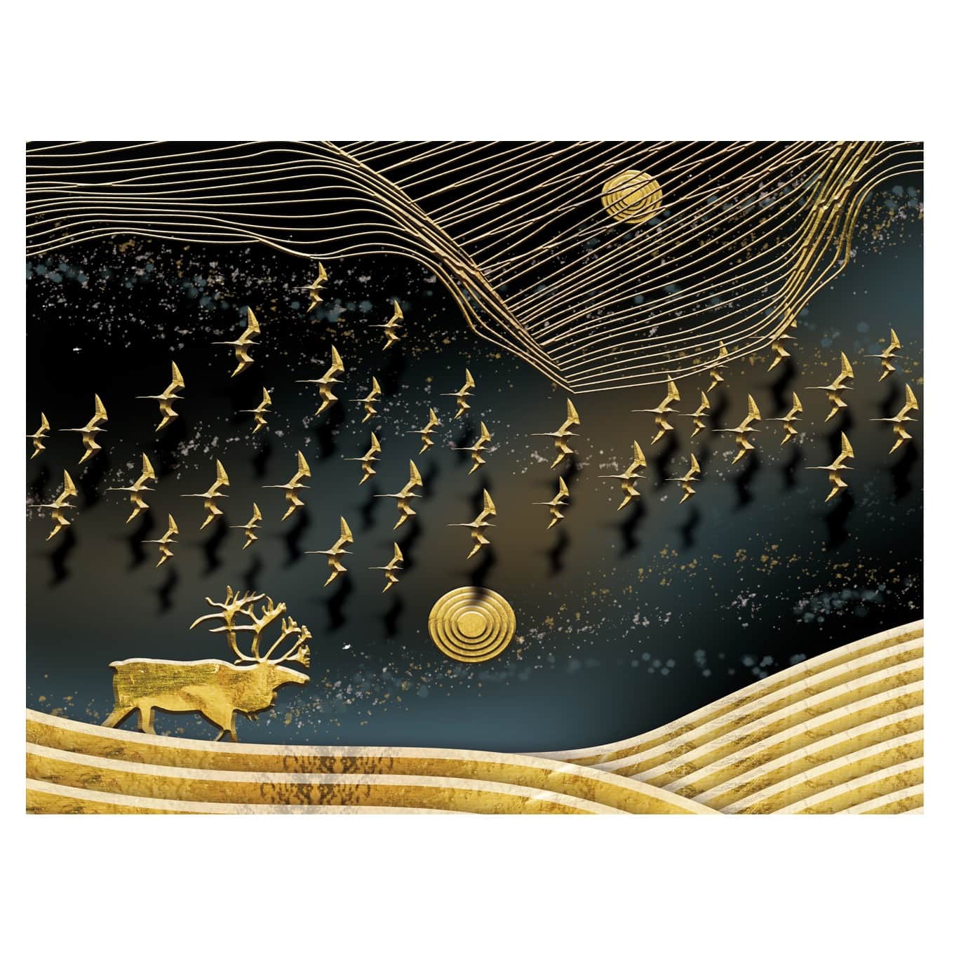 Gold Theme Fortune Digital Wall Painting - rear_view