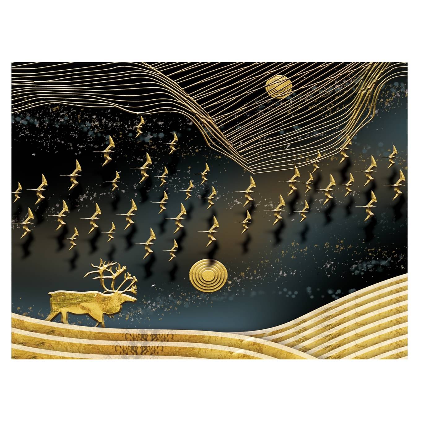 Gold Theme Fortune Digital Wall Painting