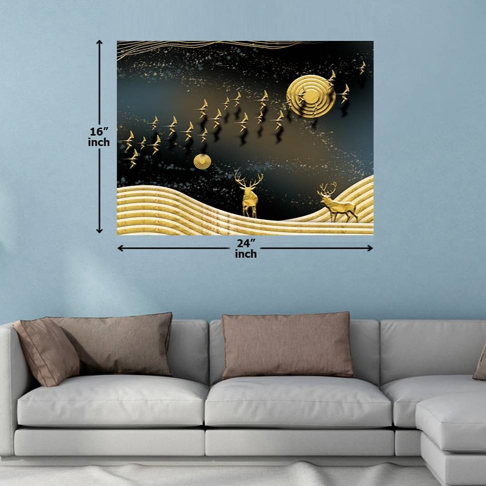 Fortune Time Gold Digital Wall Painting