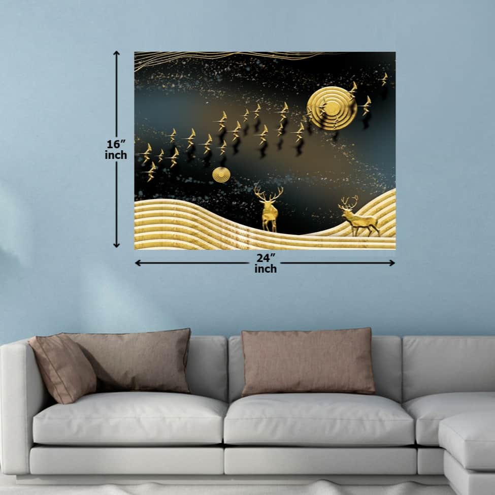 Fortune Time Gold Digital Wall Painting - top_view