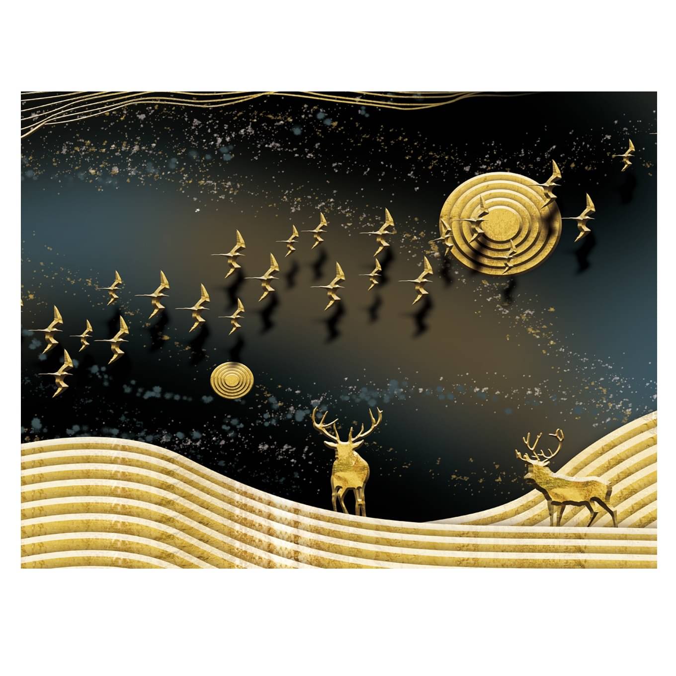 Fortune Time Gold Digital Wall Painting