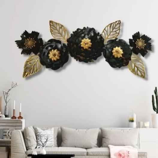 Black Jasmine Flower Metal Wall Art - photo