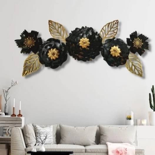 Black Jasmine Flower Metal Wall Art