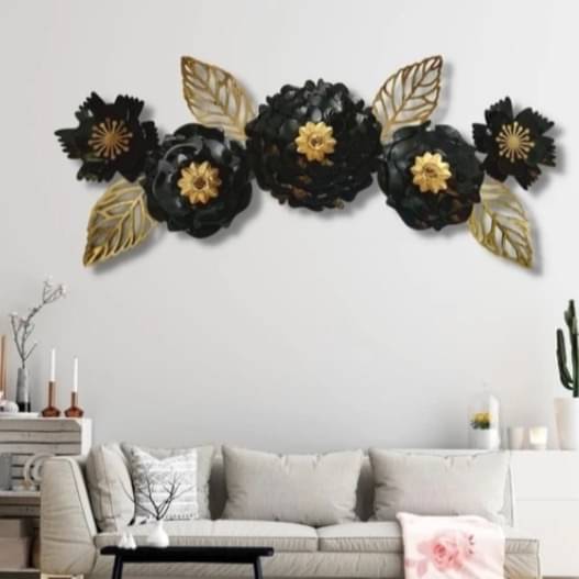 Black Jasmine Flower Metal Wall Art