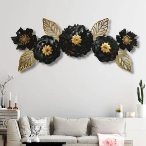 Black Jasmine Flower Metal Wall Art