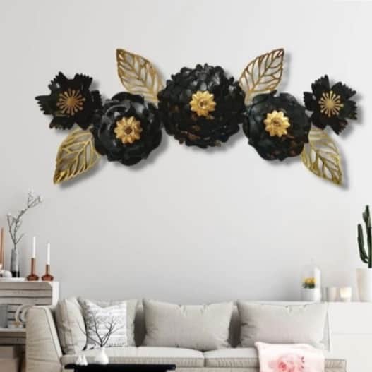 Black Jasmine Flower Metal Wall Art - rear_view