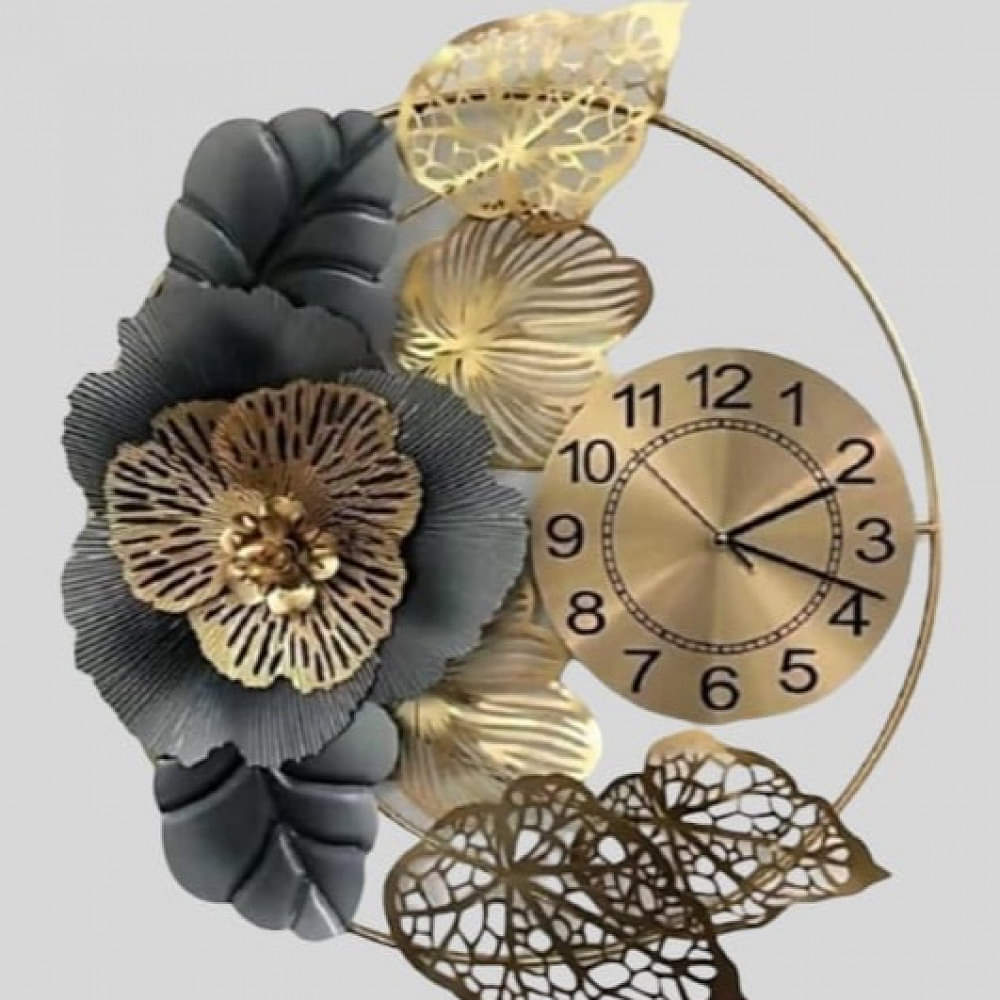 Golden Flower Wall Clock - photo