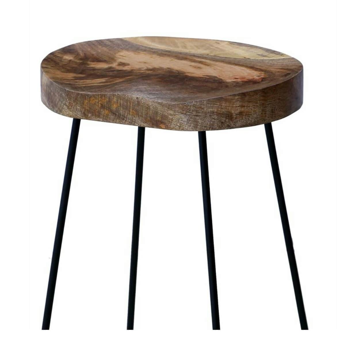 Stylish Wooden top Iron Bar Stool - top_view
