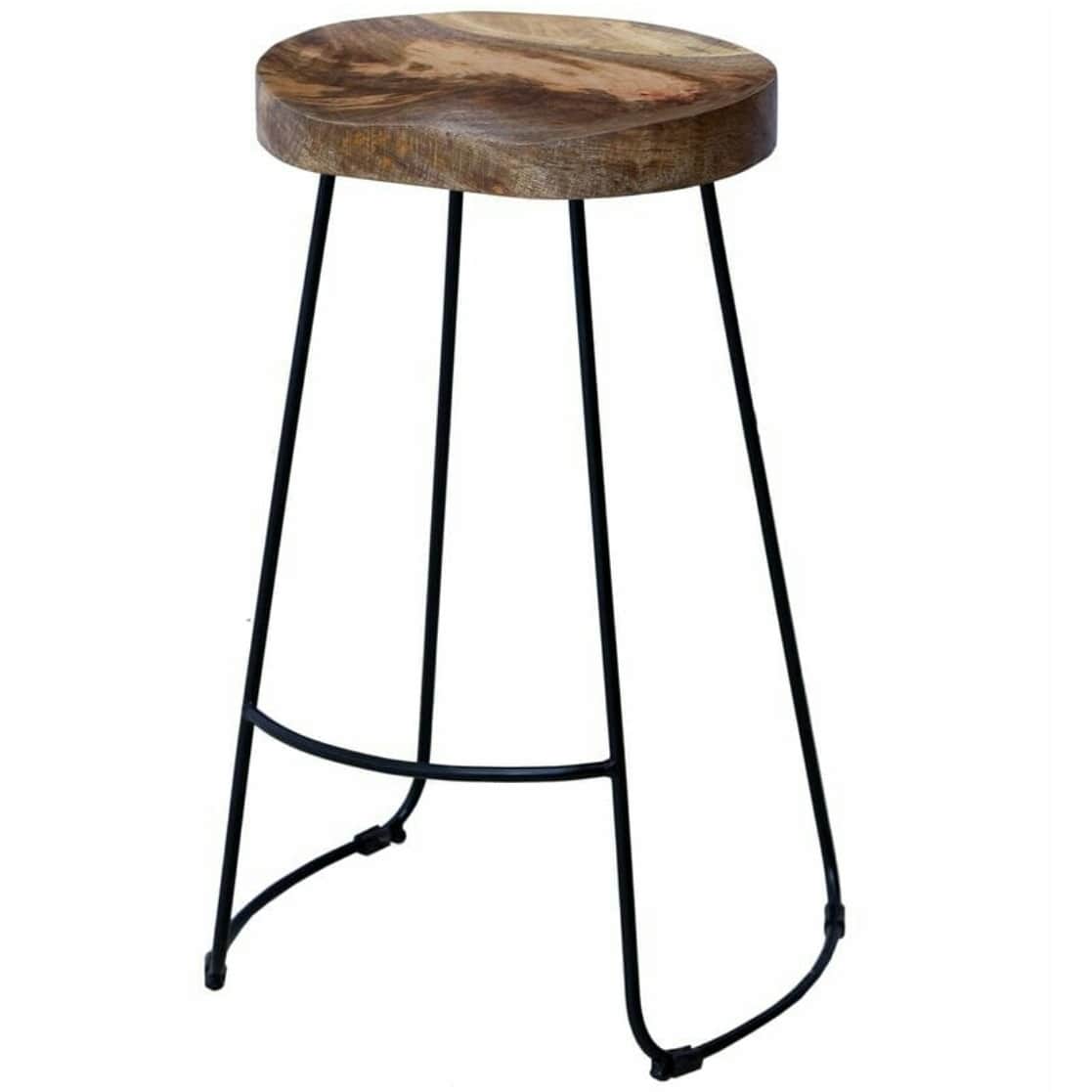 Stylish Wooden top Iron Bar Stool - rear_view