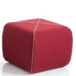 Modern Puffy Seating Stool In Red Color - front_view