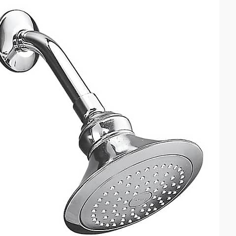 Kohler Finial Traditional  140mm Single-function Showerhead  with shower arm and flange K-16351IN-CP