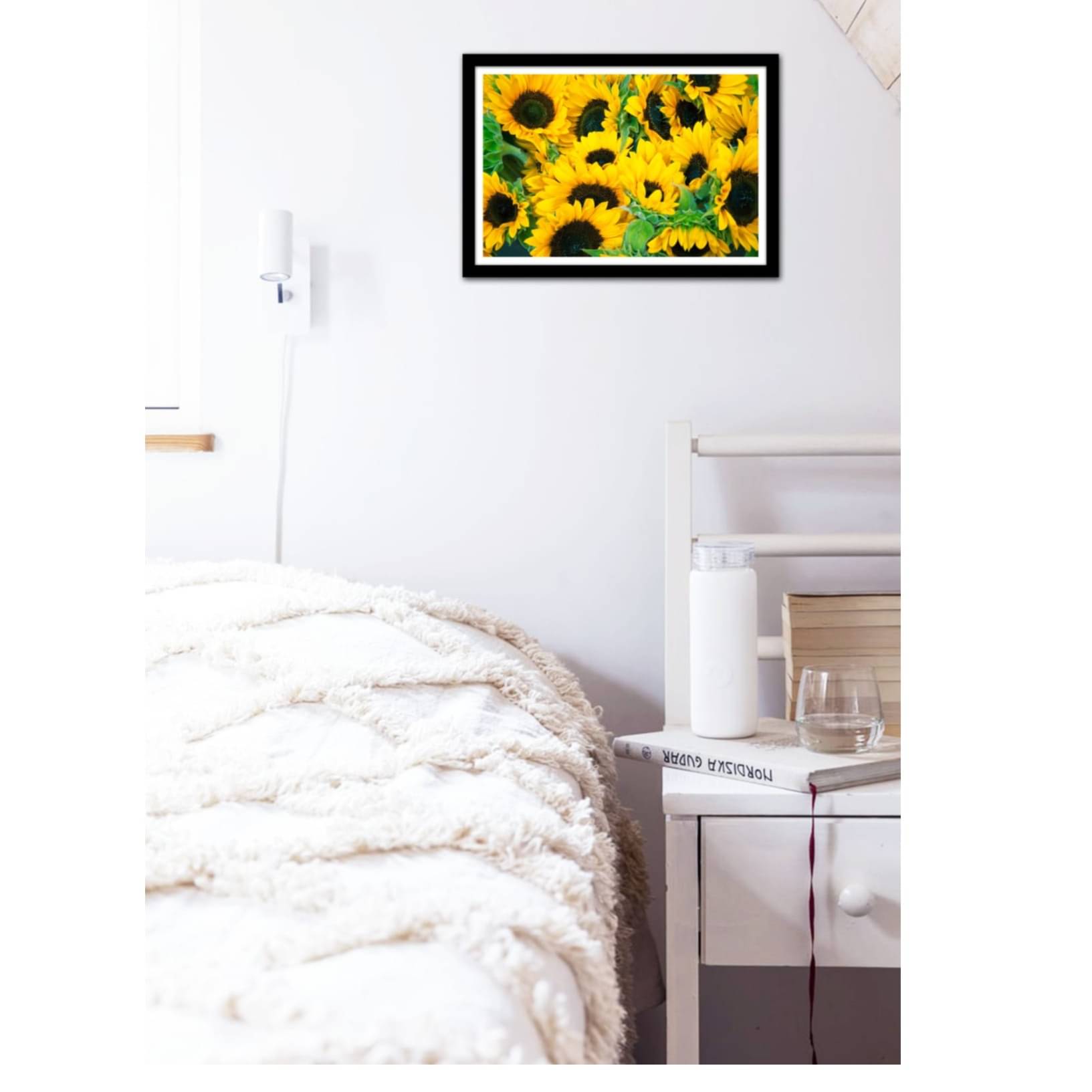 Sun Flower Glass Framed Wall Poster Large Size 13 X 19 INCHES