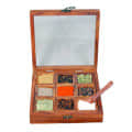 Sheesham Wooden Masala Box with Spoon | 9 container - top_view
