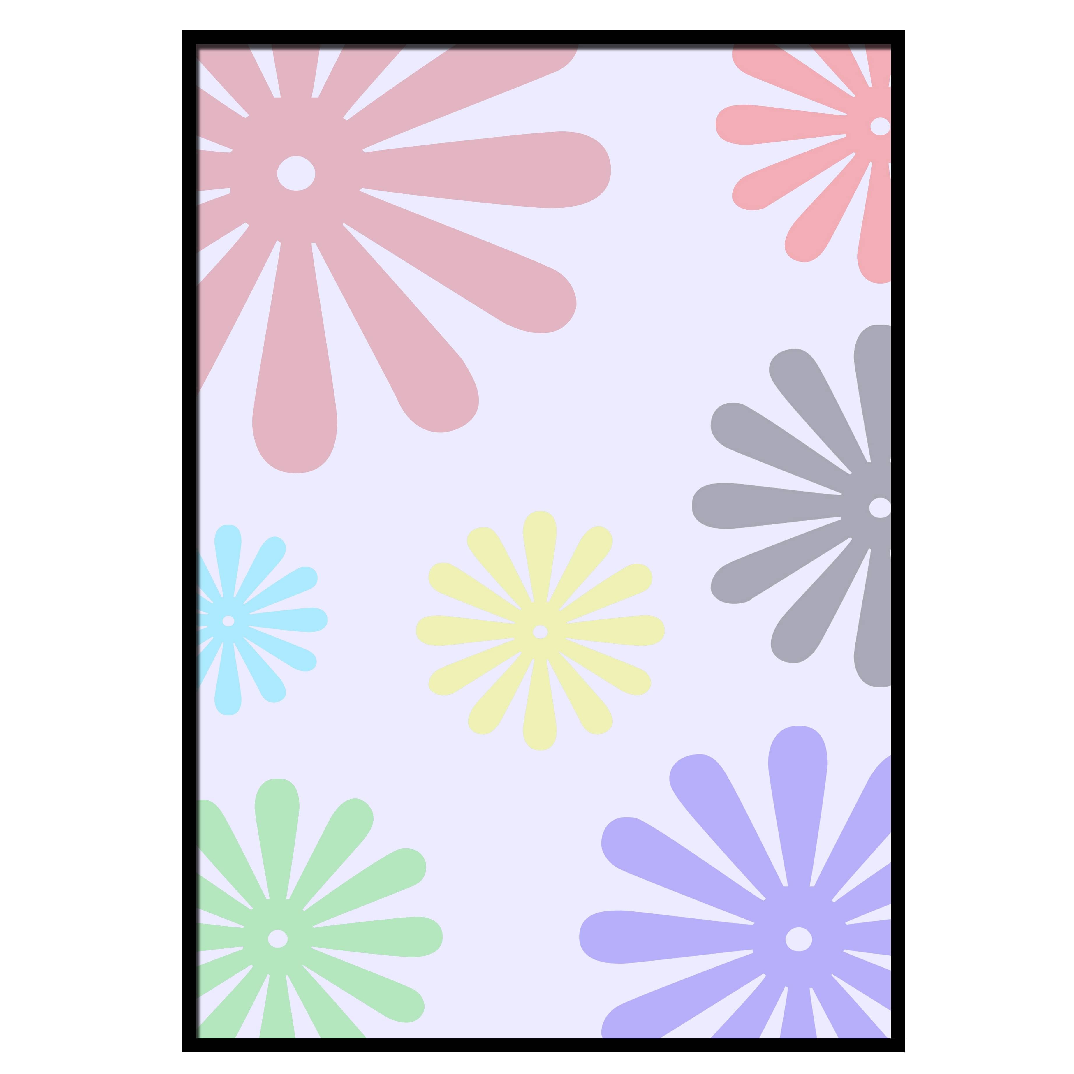 Floral Pattern Glass Framed Wall Poster Large Size