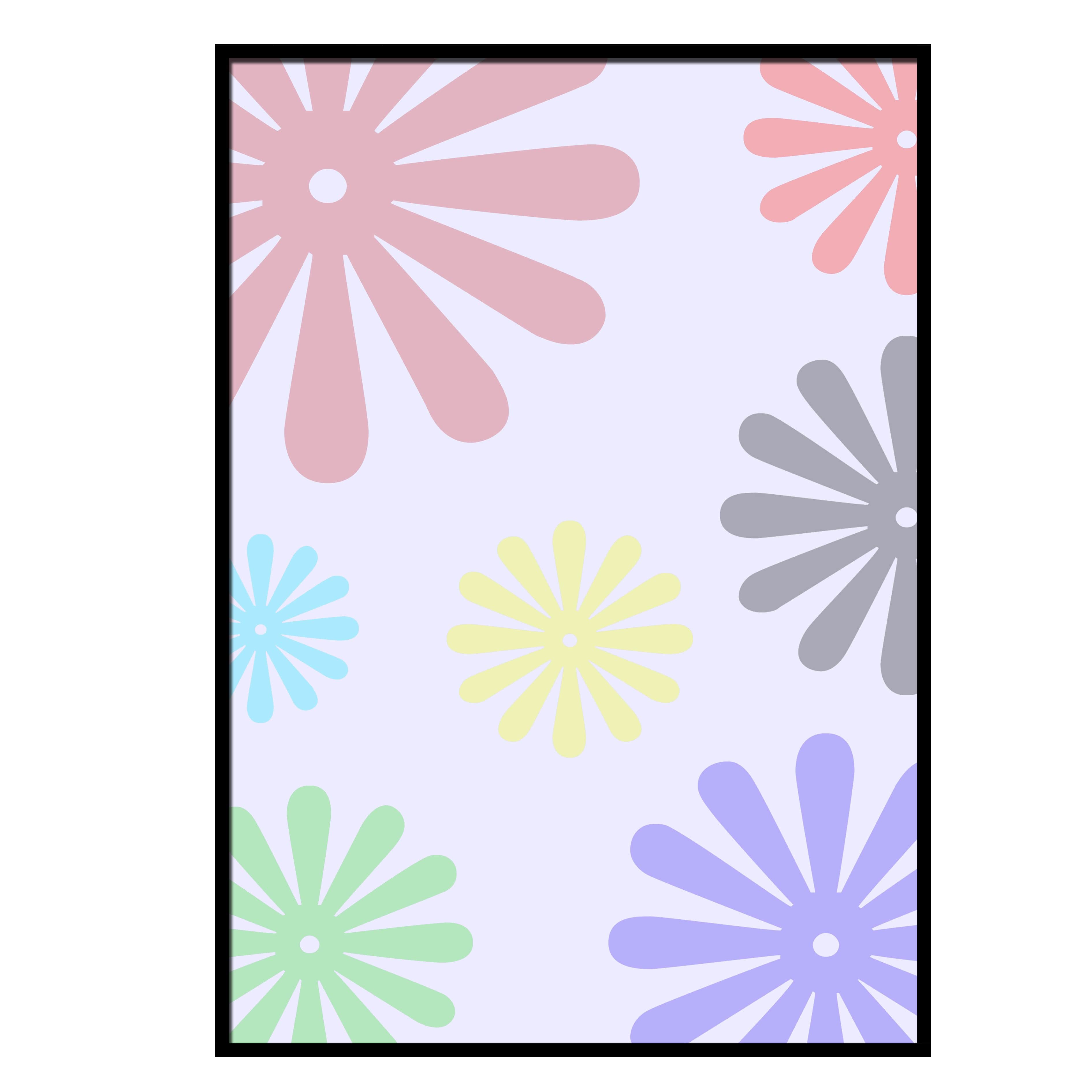 Floral Pattern Glass Framed Wall Poster Large Size - front_view