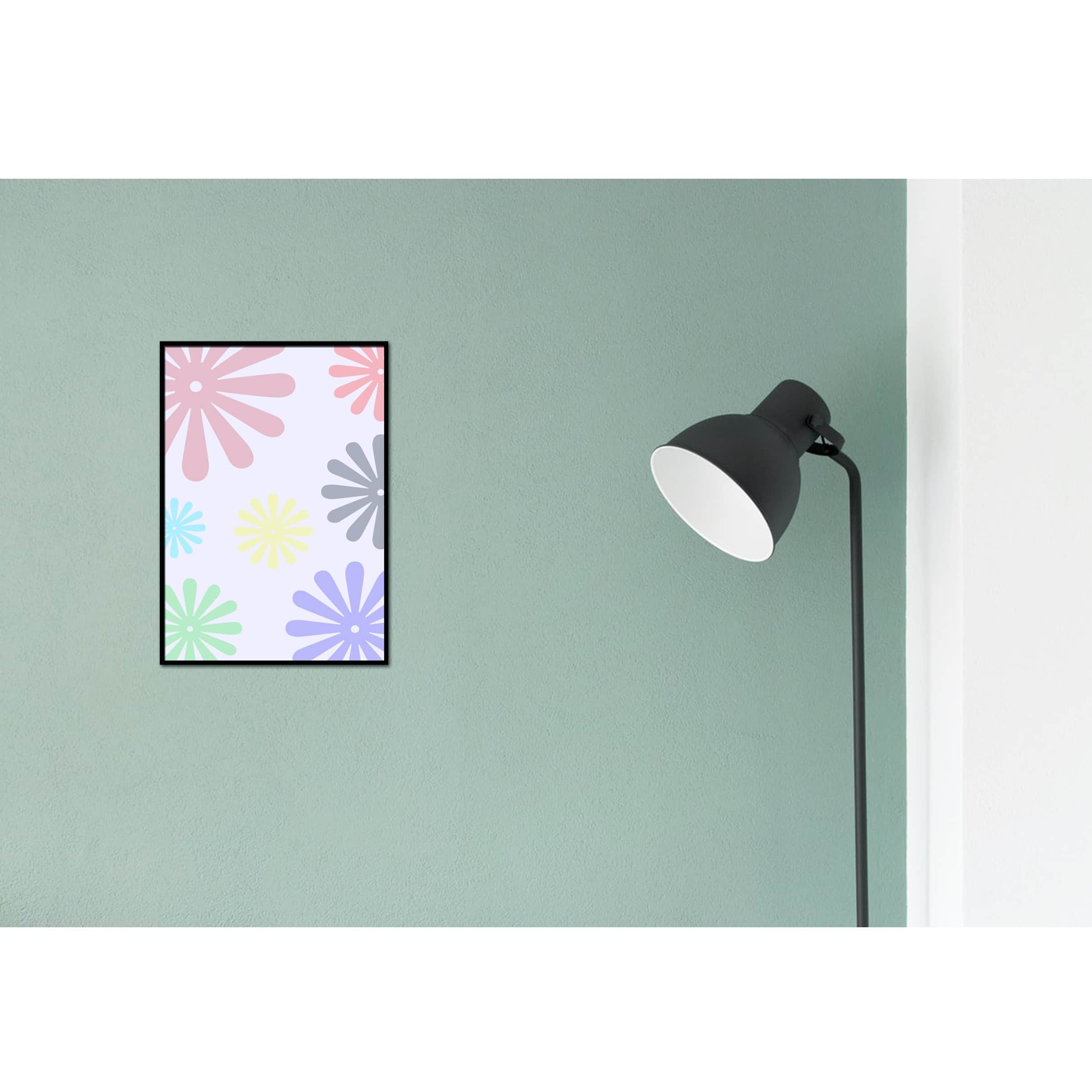 Floral Pattern Glass Framed Wall Poster Large Size - top_view