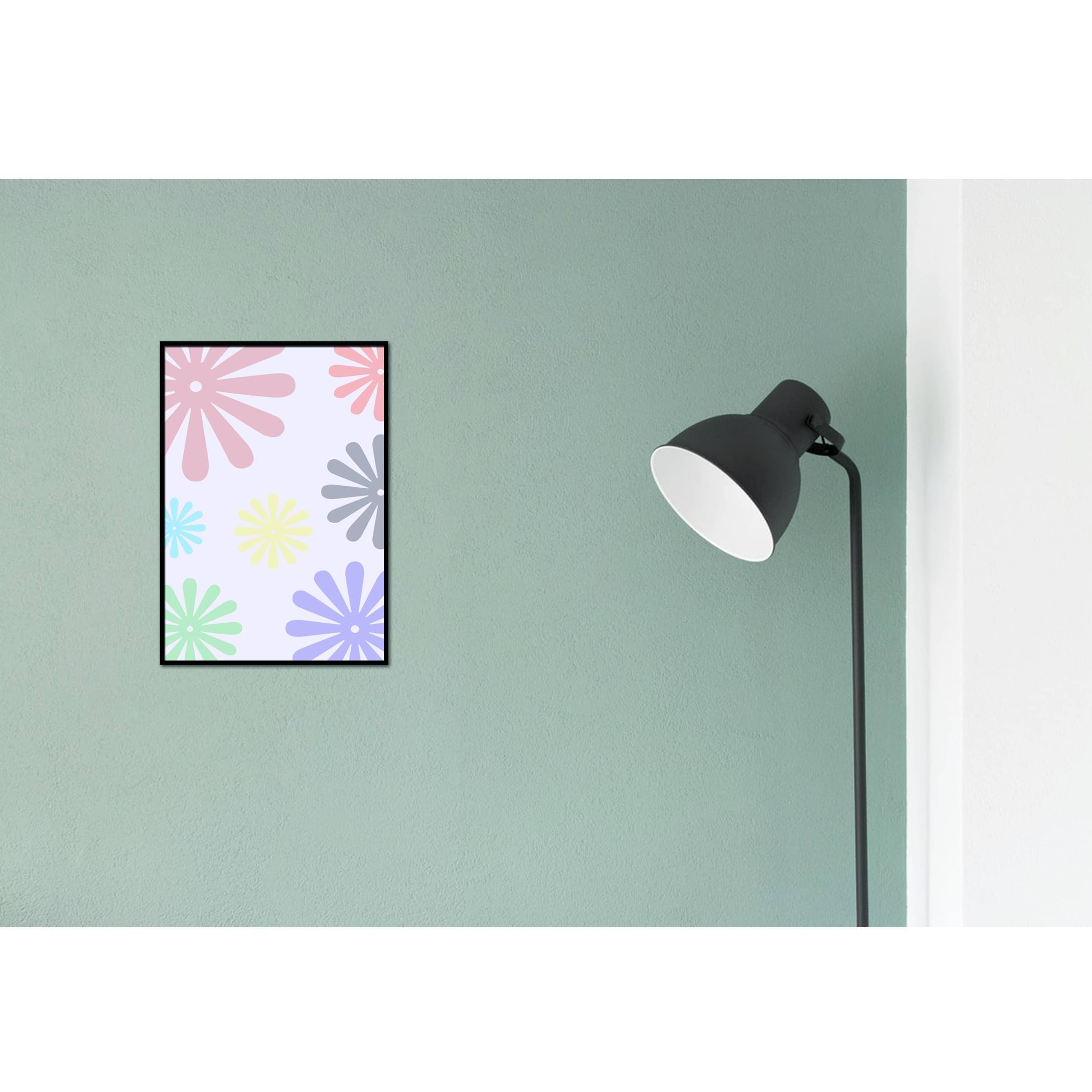 Floral Pattern Glass Framed Wall Poster Large Size