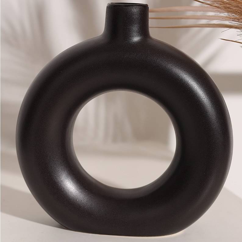 Black Pipe Shape Ceramic Pot Planter For Indoor, Home Decor- Big Pot (Pack of 1)