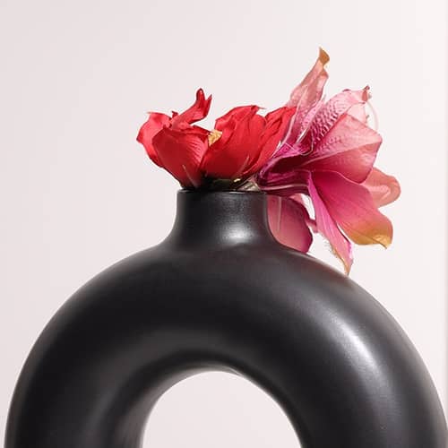 Black Pipe Shape Ceramic Pot Planter For Indoor, Home Decor- Big Pot (Pack of 1)
