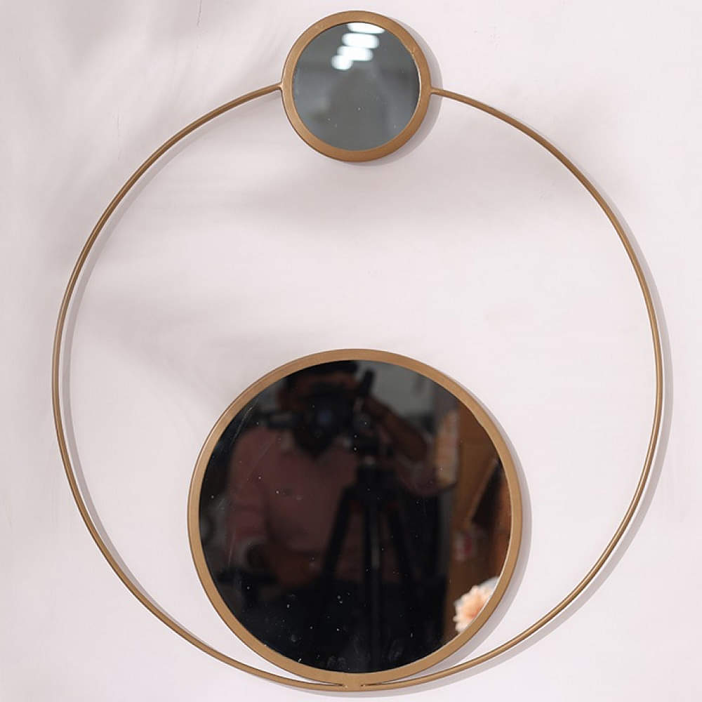 Decorative Round Metal Wall Mirror For Home Decor, Bathroom, Living Room - photo