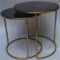 Round Gold & Black Glass Coffee Table - rear_view