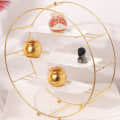 Gold Metal & White 3 Tier Round Cup Cake Stand For Home, Serving Snack - front_view