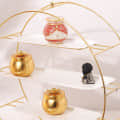 Gold Metal & White 3 Tier Round Cup Cake Stand For Home, Serving Snack - top_view