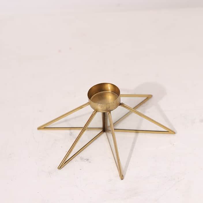 Metal & Glass Tea Light Candle Holder Gold Star Shape For Home Decoration, Table Centerpiece - front_view