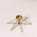 Metal & Glass Tea Light Candle Holder Gold Star Shape For Home Decoration, Table Centerpiece - front_view