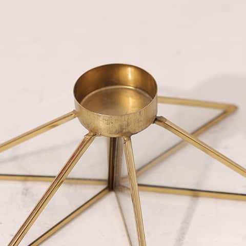 Metal & Glass Tea Light Candle Holder Gold Star Shape For Home Decoration, Table Centerpiece - top_view