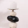 Decorative Pillar Candle Holder Modern Candlestick Holders With Multicolour Stone Shape For Home Decoration - top_view