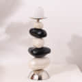 Decorative Pillar Candle Holder Modern Candlestick Holders With Multicolour Stone Shape For Home Decoration - rear_view