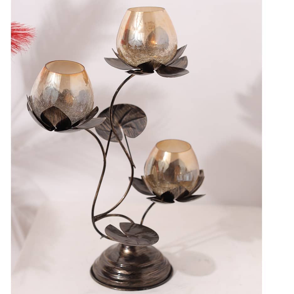 Metal Antique Black Decorative Candle Holder for Home, Living Room & Bedroom