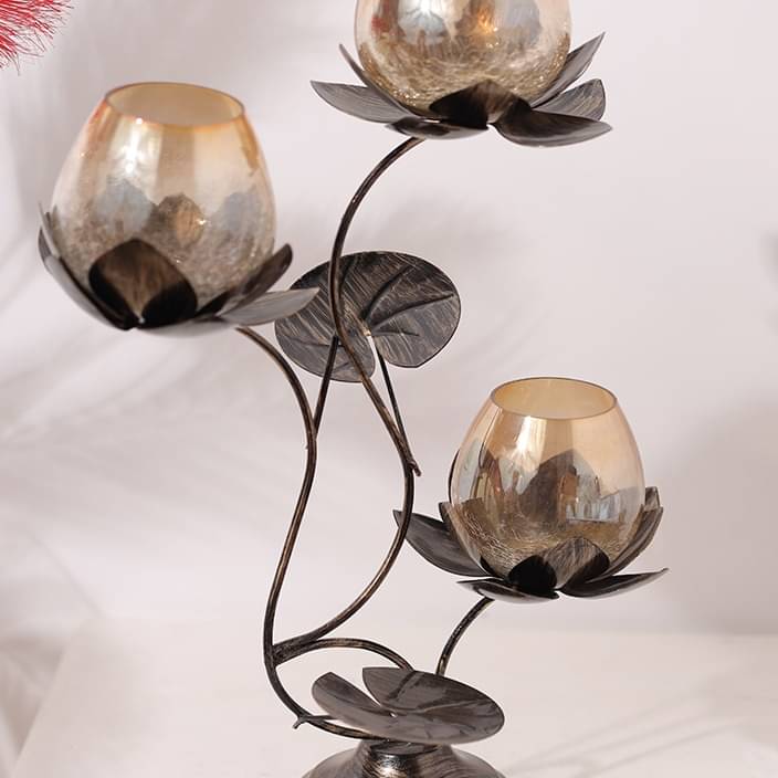 Metal Antique Black Decorative Candle Holder for Home, Living Room & Bedroom