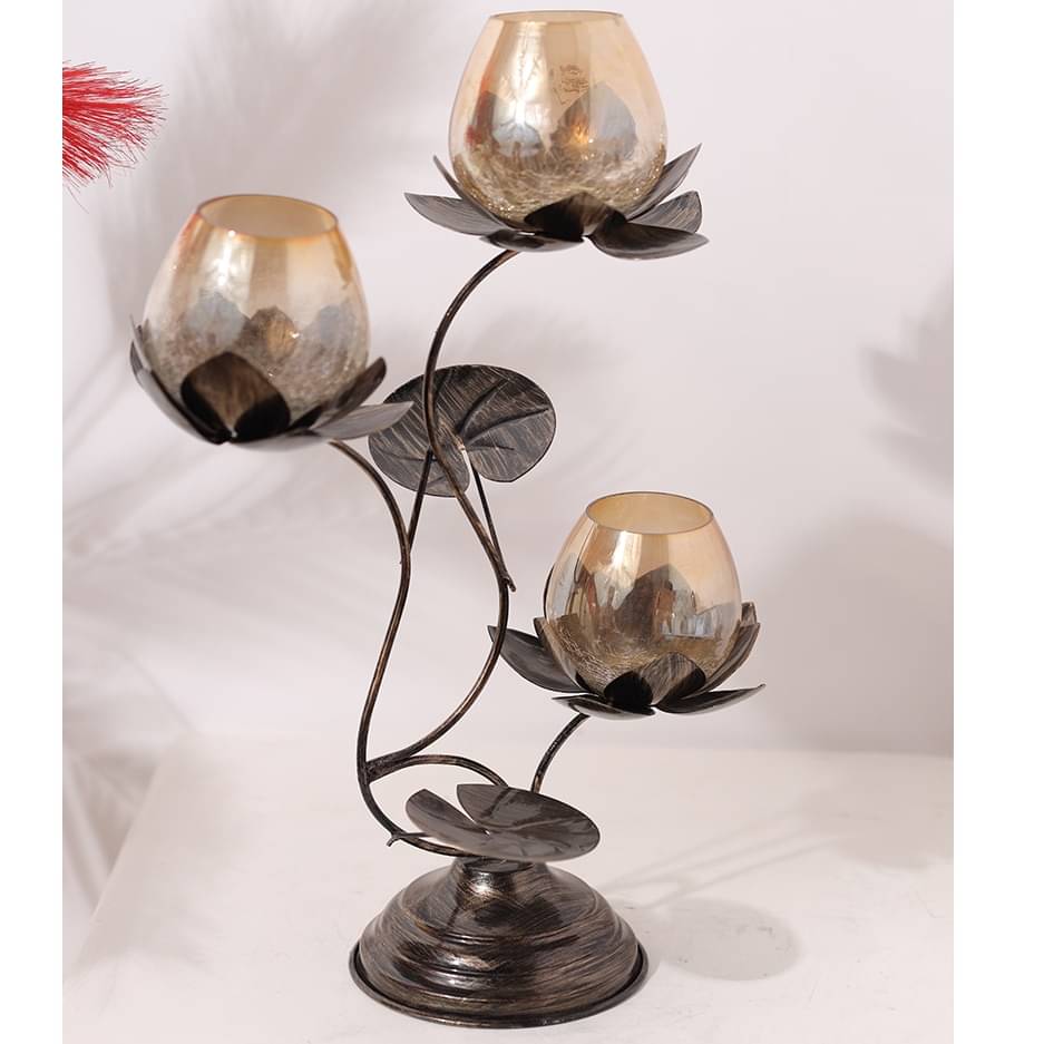 Metal Antique Black Decorative Candle Holder for Home, Living Room & Bedroom