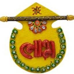 Wooden & Paper Mache Shubh-Labh With Kundan Work Decorative Showpiece