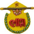 Wooden & Paper Mache Shubh-Labh With Kundan Work Decorative Showpiece - rear_view