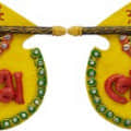 Wooden & Paper Mache Shubh-Labh With Kundan Work Decorative Showpiece - front_view