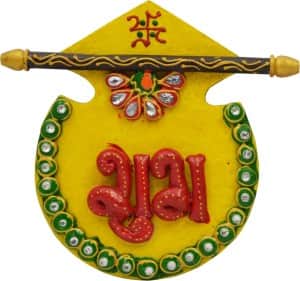 Wooden & Paper Mache Shubh-Labh With Kundan Work Decorative Showpiece - top_view