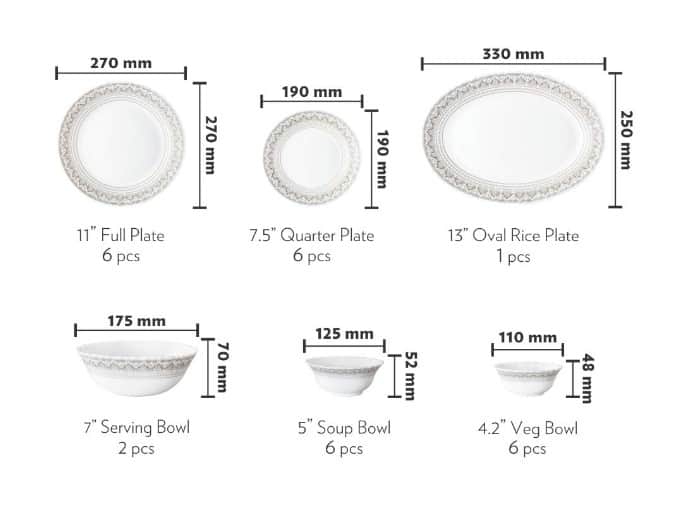 Classic Opalware Dinner Set of 27-Pieces - top_view