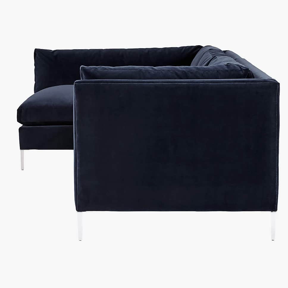 Ruwais Blue Velvet Sofa Set - left_view