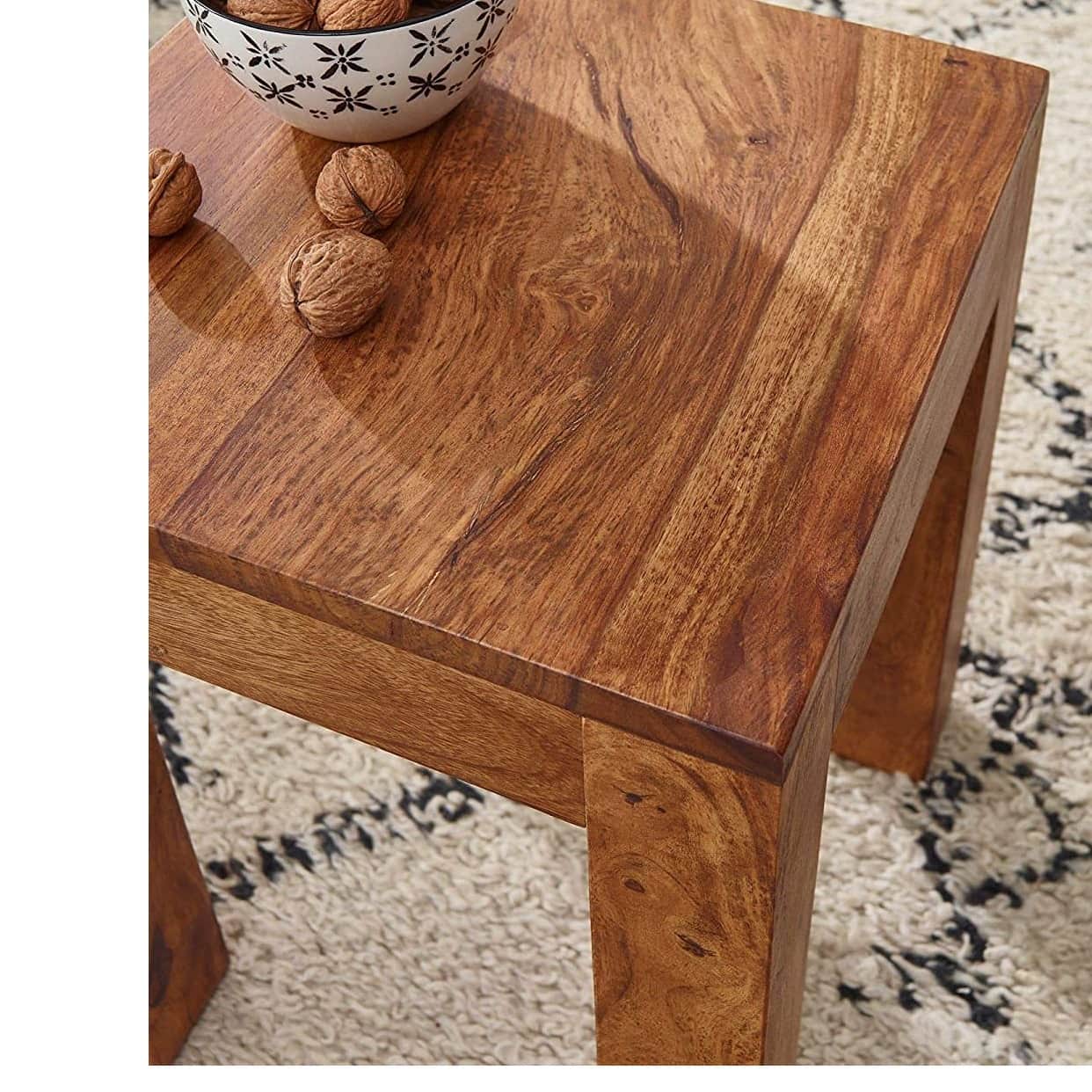 Solid Wood Side Table - top_view