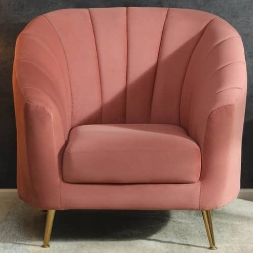 Nara One Seater Velvet Sofa Blush Pink