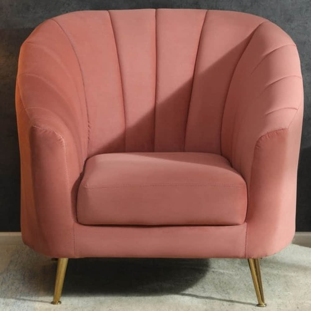 Nara One Seater Velvet Sofa Blush Pink - photo