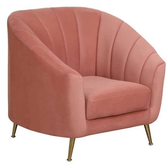 Nara One Seater Velvet Sofa Blush Pink