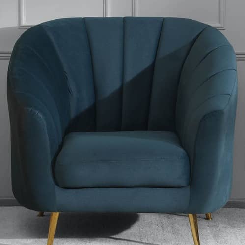 Nara Velvet Sofa In Teal Blue